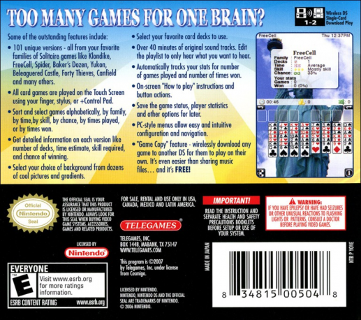 Solitaire Overload — Box back