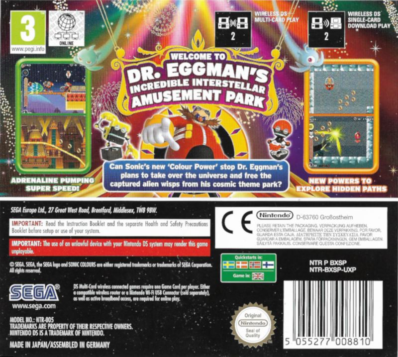 Sonic Colours — Box back