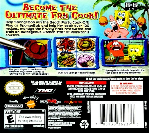 SpongeBob vs The Big One: Beach Party Cook-Off — Box back