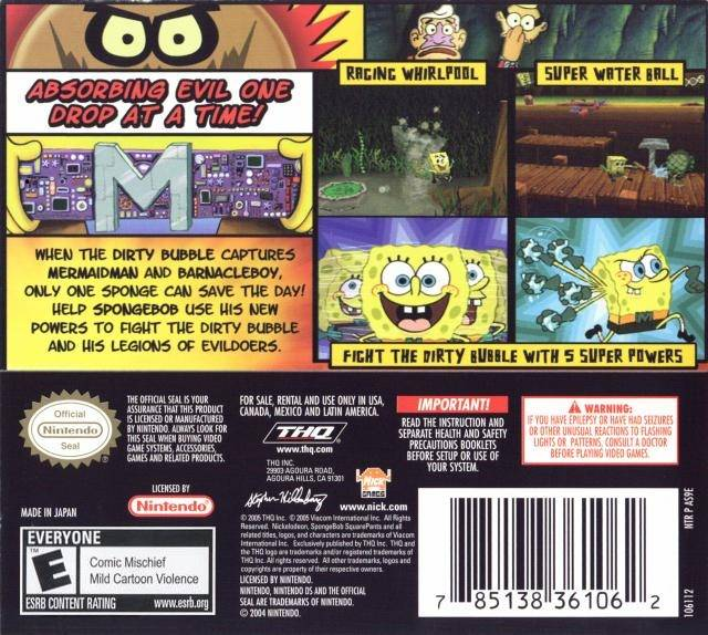 Spongebob Squarepants: The Yellow Avenger — Box back