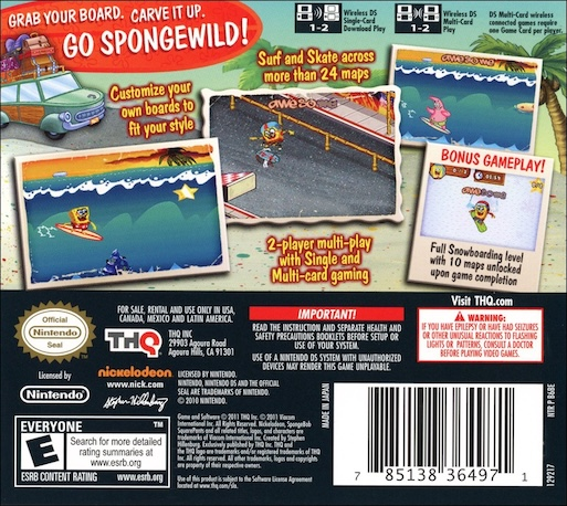 Spongebob's Surf And Skate Roadtrip — Box back
