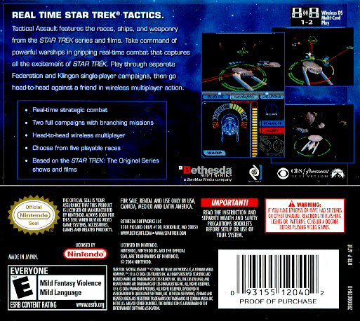 Star Trek : Tactical Assault — Box back