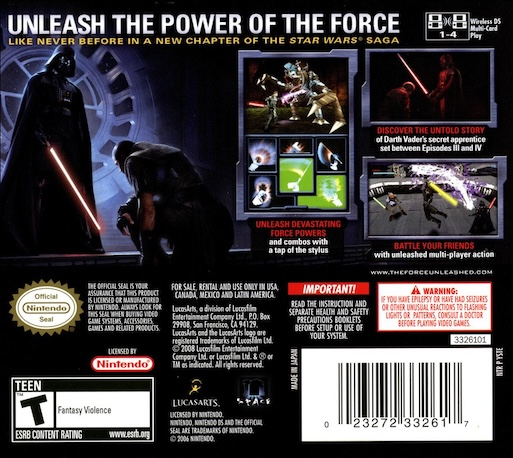 Star Wars - The Force Unleashed — Box back
