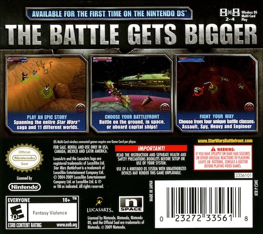 Star Wars Battlefront : Elite Squadron — Box back