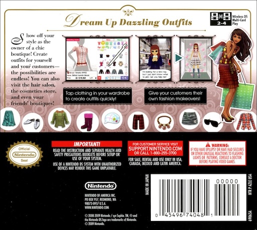 Style Savvy — Box back