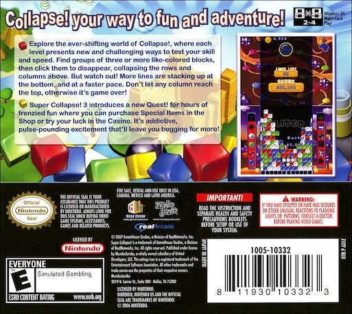 Super Collapse! 3 — Box back