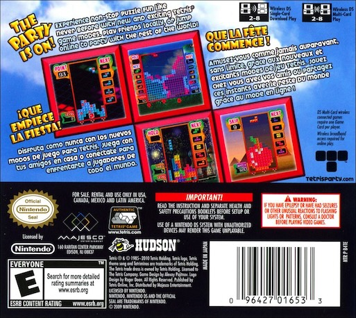 Tetris Party Deluxe — Box back