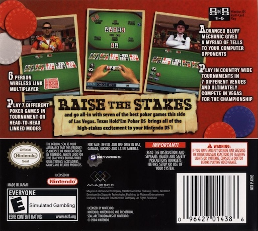Texas Hold 'em Poker Ds — Box back