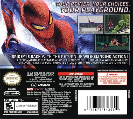 The Amazing Spider-Man — Box back