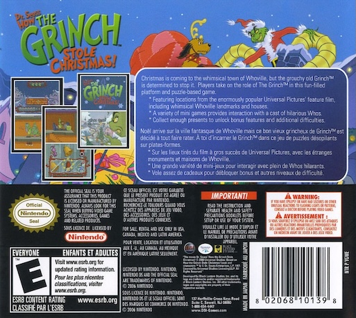 The Grinch who Stole Christmas — Box back