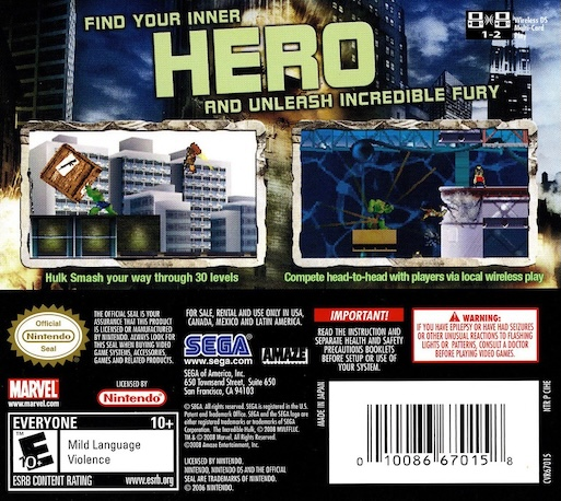 The Incredible Hulk — Box back