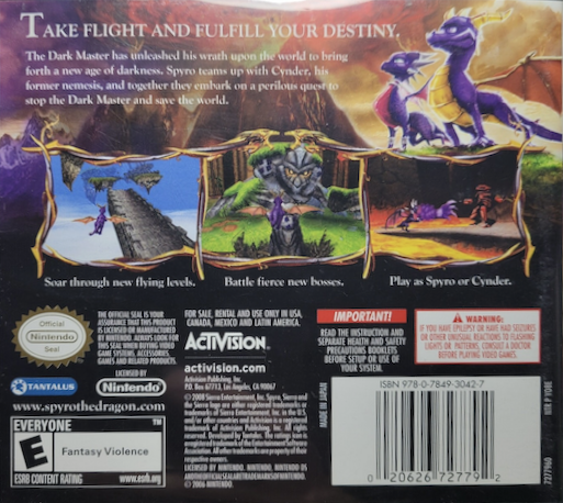 The Legend of Spyro : Dawn of the Dragon — Box back