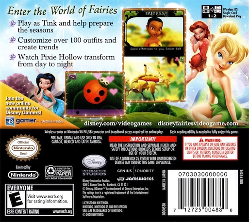 Tinker Bell — Box back