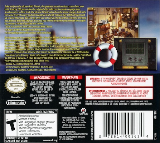 Titanic Mystery — Box back