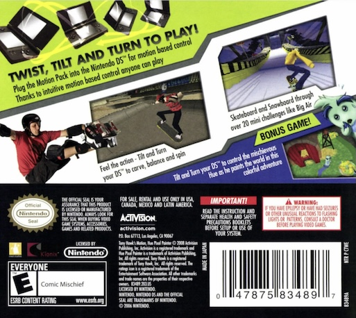 Tony Hawk's Motion — Box back