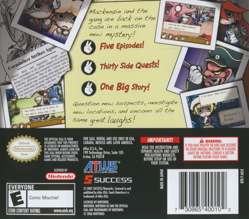 Touch Detective II — Box back