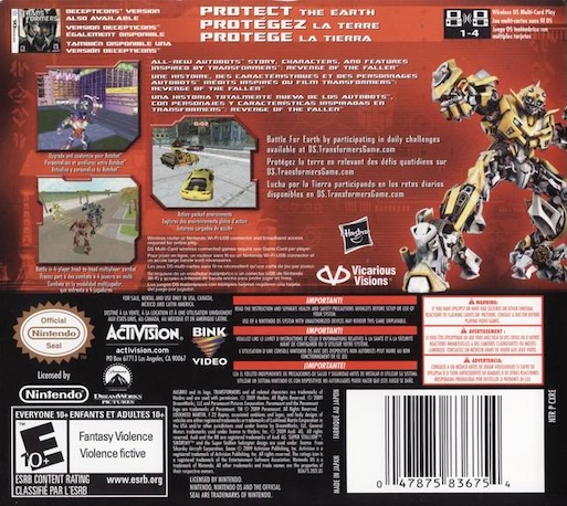 Transformers - Revenge of the Fallen - Autobots Version — Box back