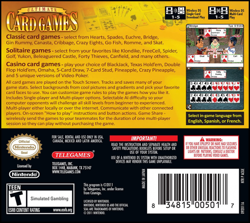 Ultimate Card Games — Box back