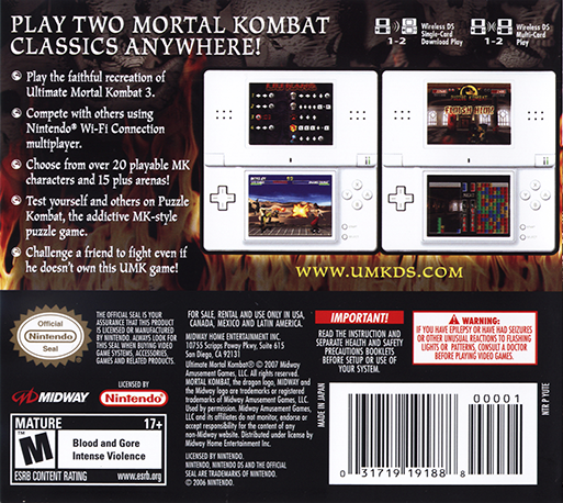Ultimate Mortal Kombat — Box back