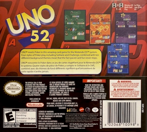Uno 52 — Box back
