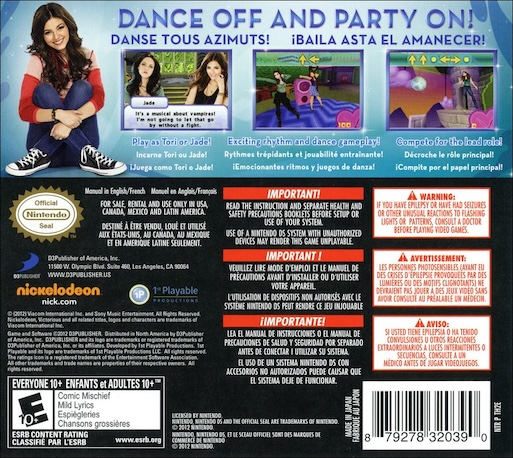 Victorious : Taking The Lead — Box back