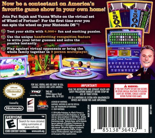 Wheel Of Fortune — Box back