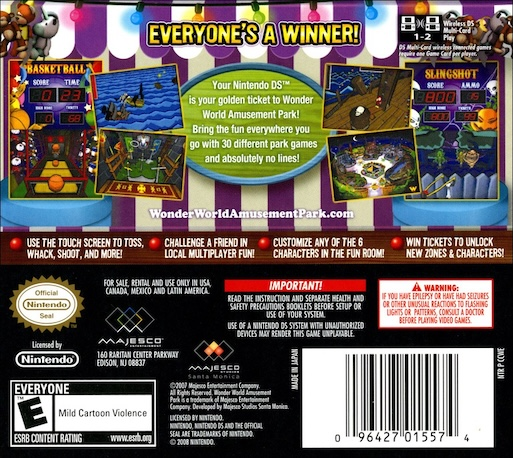 Wonder World Amusement Park — Box back