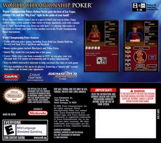 World Championship Poker Deluxe Series — Box back