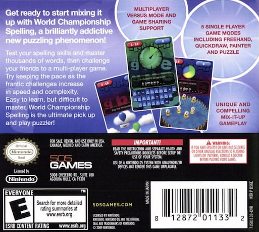 World Championship Spelling — Box back
