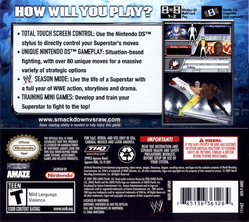Wwe Smackdown Vs Raw 2008 Featuring Ecw — Box back