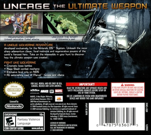 X-Men Origins : Wolverine — Box back