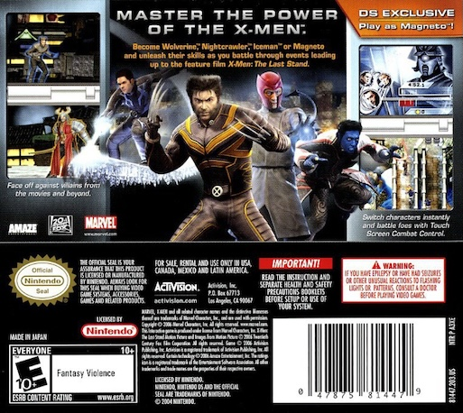 X-Men : The Official Game — Box back