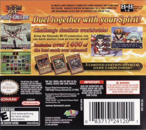 Yu-Gi-Oh! GX : Spirit Caller — Box back