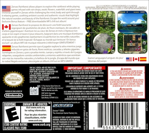 Zenses: Rainforest — Box back