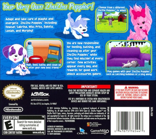 Zhu Zhu Puppies — Box back
