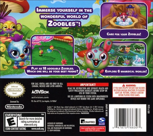 Zoobles! Spring to Life! — Box back
