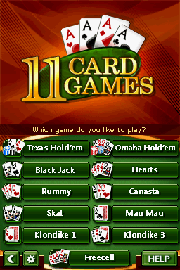 11 Card Games — Title screen