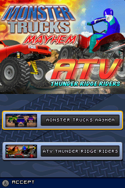 2 Game Pack! - Monster Trucks Mayhem + ATV - Thund — Title screen