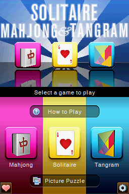 3 In 1 - Solitaire, Mahjong And Tangram — Title screen