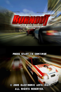 Burnout Legends — Title screen