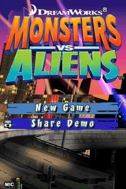 Monsters vs Aliens — Title screen