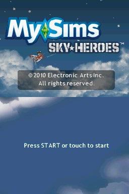 Mysims Skyheroes — Title screen