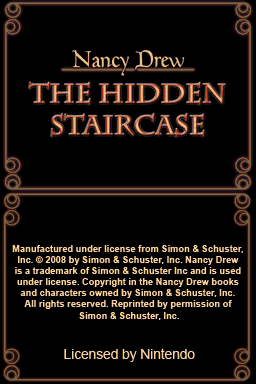 Nancy Drew - The Hidden Staircase — Title screen