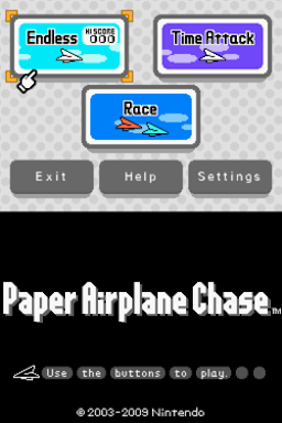 Paper Airplane Chase — Title screen