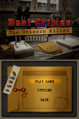 Real Crimes : The Unicorn Killer — Title screen