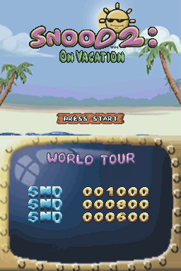 Snood 2: On Vacation — Title screen