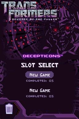 Transformers - Revenge of the Fallen - Decepticons Version — Title screen