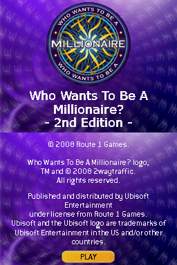 Who Wants To Be A Millionaire - 2nd Edition — Title screen