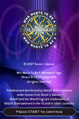 Who Wants to Be a Millionaire — Title screen
