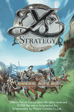 Ys Strategy — Title screen